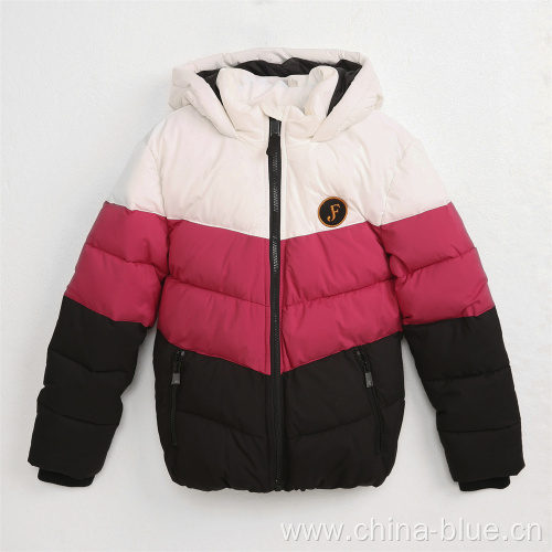 Girl's color block warm bomber jacket